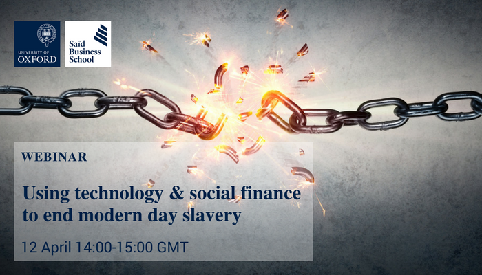 HumanityUnited's tweet photo. “Using technology and social finance to end modern day slavery” - Join HU President &amp; CEO @randynewcomb and @FSIWorldwide Founder &amp; CEO @tristanforster for an @OxfordSBS webinar on April 12 from 7-8am PST / 14:00-15:00 GMT. Register here: https://t.co/VOJS4rIiPr https://t.co/WMl0nlt2WQ