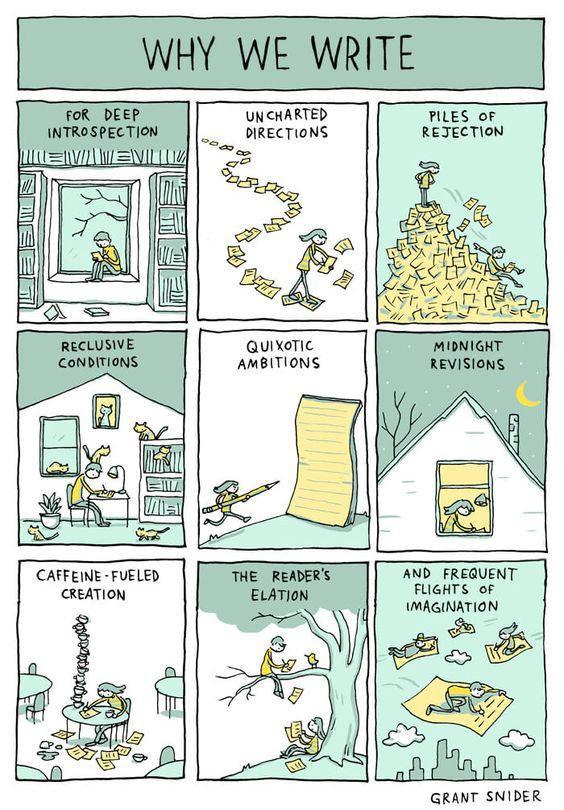 SuperhumanHQ's tweet image. Why do you write? (via @grantdraws) #amwriting