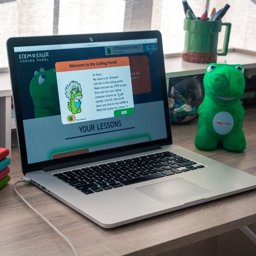 CogniToys's tweet photo. Have you met Dr. Dinestein yet? He loves to teach kids all about coding! Just hop onto the STEMosaur coding panel to see what he's all about. #WednesdayMotivation #WednesdayWisdom #STEMosaur #EdTech #CodingForKids https://t.co/XQ2LOeDCJI