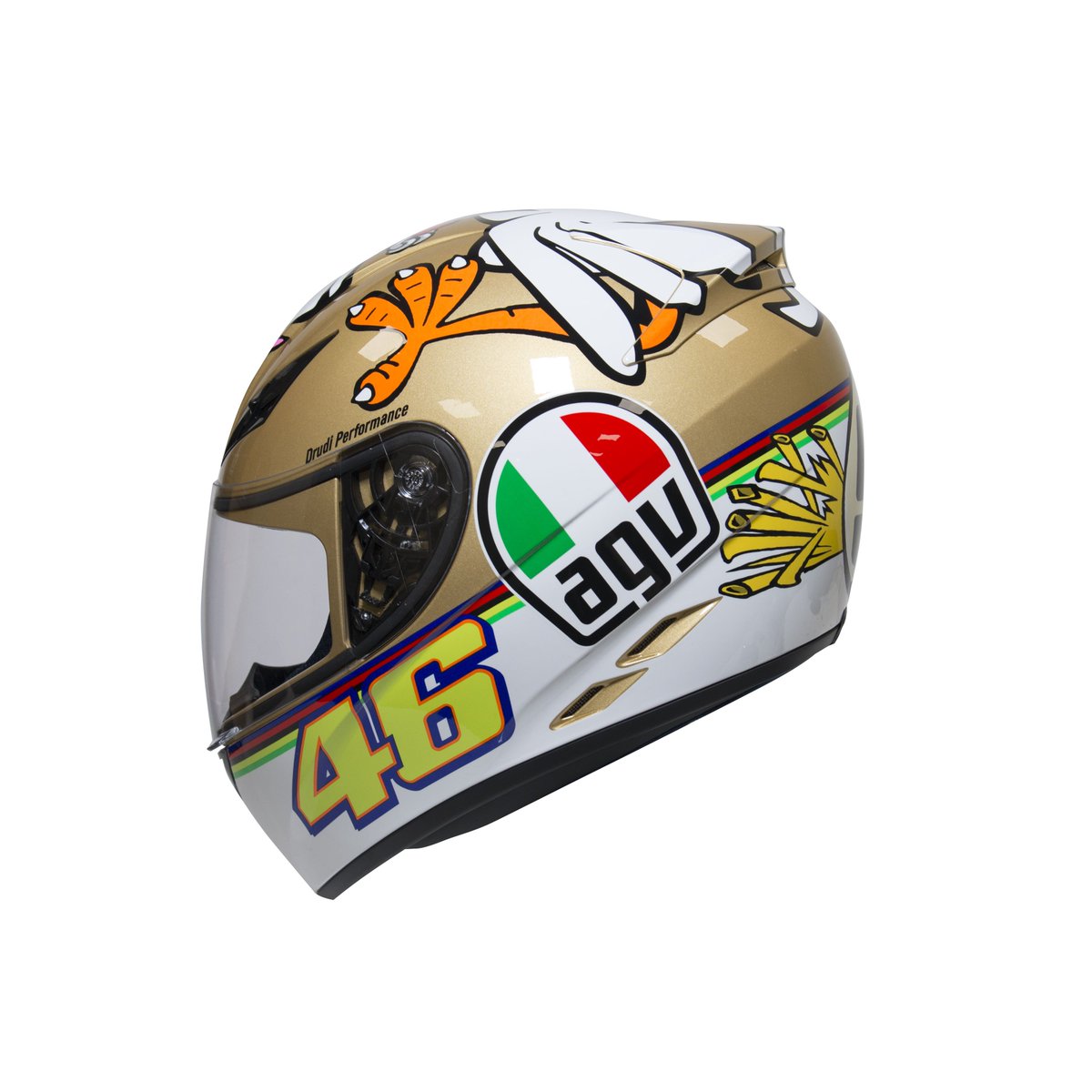 agv_uk's tweet photo. Our latest entrant for #helmetoftheweek goes to the K3 in the iconic ‘chicken’ colour way. This design was born in celebration of the legendary @ValeYellow46 being a 9 time world champion!
#agvrider #vr46 #valentinorossi #chicken #motogp #agv https://t.co/OTNZ1I3rm1