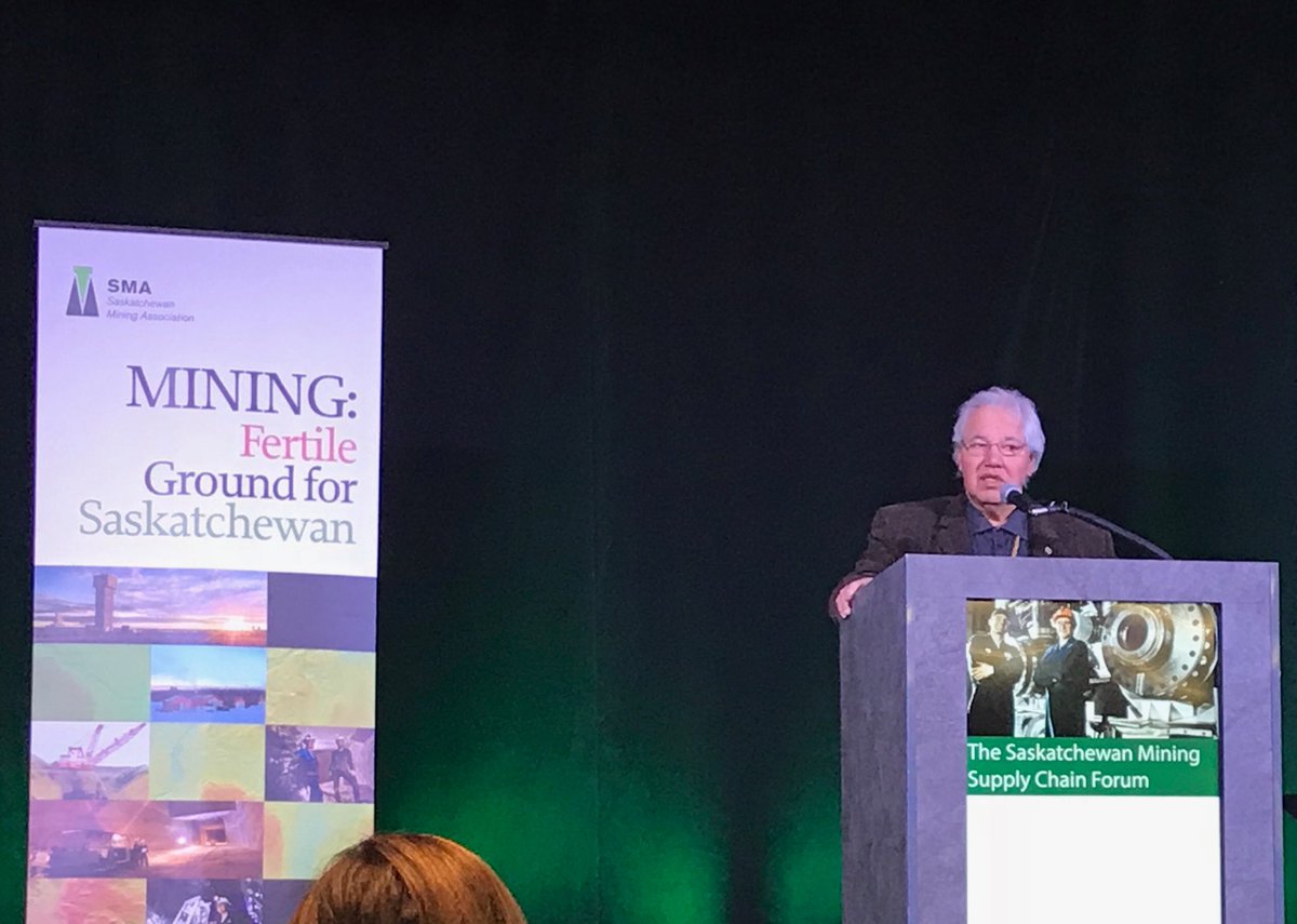 SaskMiningAssoc's tweet photo. Engaging presentation from Keynote speaker The Honourable Senator Murray Sinclair on Economic Reconciliation at the 10th Annual Saskatchewan Mining Supply Chain Forum #SkMSCF-2018 https://t.co/rzg7VfoZ30