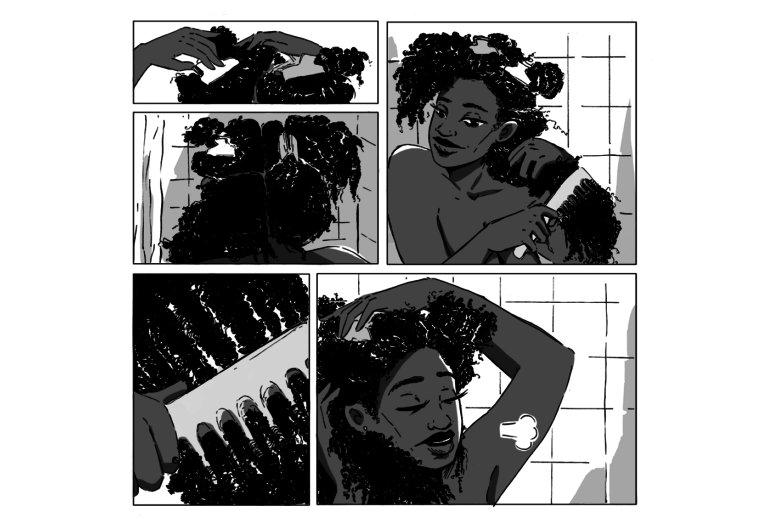 EBONY's tweet photo. #WashDay a comic F.U.B.U! Created by #JamilaRowser & #RobynSmith, we experience the life of Kimana, an unapologetic milennial experiencing self-love, hair rituals & even catcalls in the Bronx!? #BlackGirlMagic Get into this -- https://t.co/Fz9xsAKFUJ https://t.co/6fpoMo1HzQ