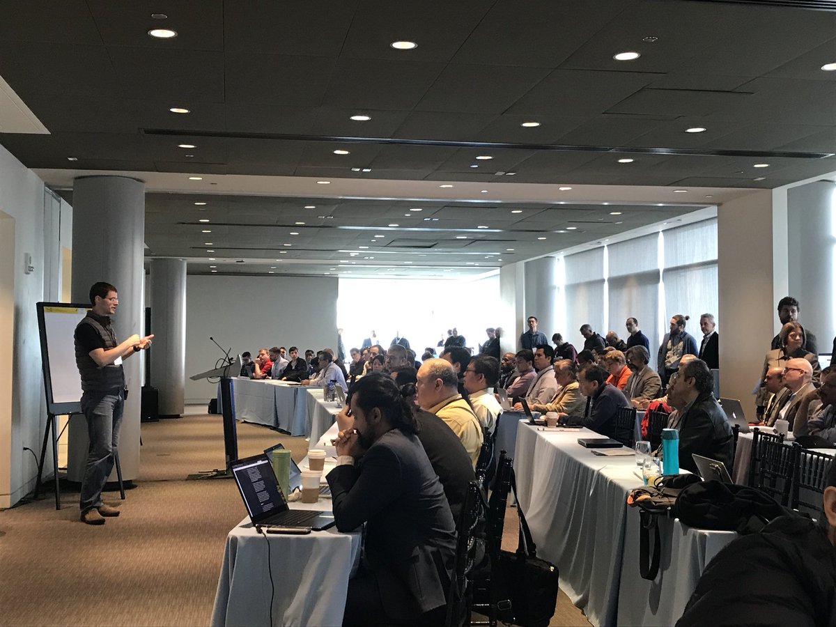 estesp's tweet image. #DockerCaptain @mikesir87 with a huge crowd at #DockerGovSummit. Awesome job on his first major talk about VTech&apos;s use of @Docker to modernize legacy apps.