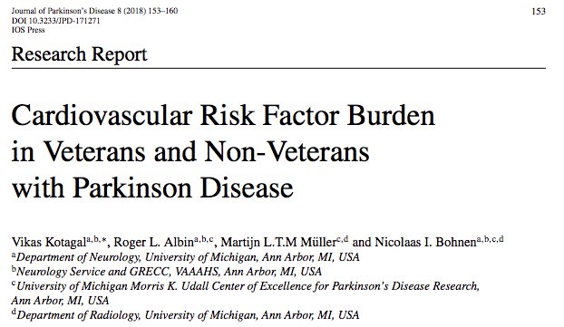 journal_PD's tweet image. Our next open-access #Parkinson's Awareness Month (and World Parkinson's Day) article explores the differences in cardiovascular risk factors in veterans and non-veterans with Parkinson's. Read more: ow.ly/2vmi30jrAJQ #PDMonth