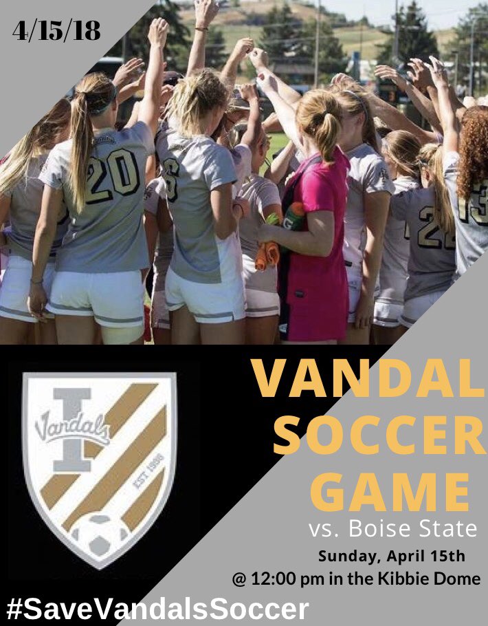 kay_freddy's tweet image. Please come out this Sunday &amp;amp; show your Vandals some support against Boise State!!⚽️💛👊🏼 #SaveVandalsSoccer #GoVandals