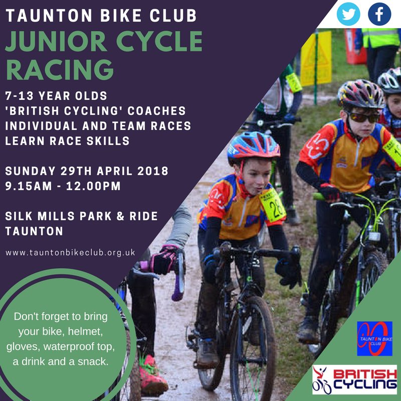 Do you want to learn bike and race skills with British Cycling Coach's and Taunton Bike Club members?

Are you interested in joining a bike club with a passion for all types of cycling?

Try out our taster session on Sunday 29th April.