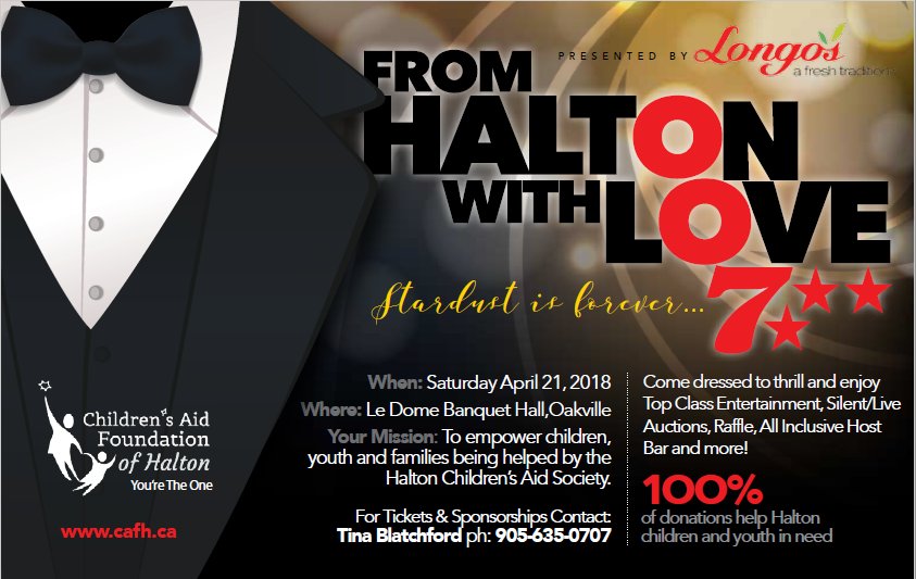 CAFHalton's tweet photo. The Mission: To raise needed funds for #children #youth and #families in #Halton 
The Date: Saturday April 21, 2018 
Thank you to our partners https://t.co/a9nwig67Mo for supporting our cause! #FromHaltonWithLove #YoureTheOne making a positive difference. https://t.co/hURUekJQ4P