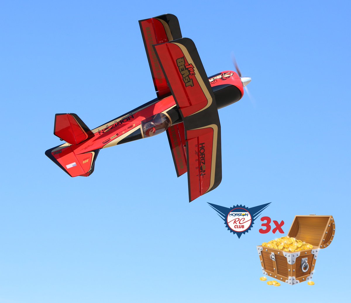 Horizon_Hobby's tweet photo. This #TriplePointTreasure is a big one! The @EfliteRC Beast is featured for today (04/11). This 57" plane is known for its dramatic ability to flip, roll and tumble with formidable precision! Order today to receive 3x the points towards the #HorizonRCClub!
https://t.co/1LscEaLEhI https://t.co/8hfFJreHGx