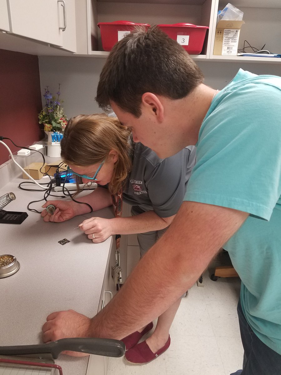 CCHSLib's tweet photo. Sometimes the best professional development is student taught! Today we learned to solder drones. They didn't teach this in library school! #makerspace #wildcatstothecore @ccisdlibs @ccisdlearns @CCISDLibrary https://t.co/Zc4bXJp1HX