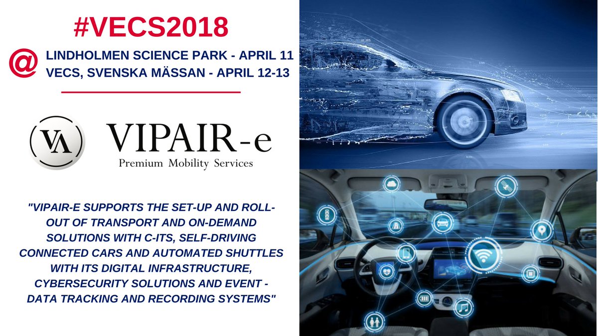 AllexBF17's tweet photo. Tomorrow meet @VIPAIRe_Mobil specialist in mobility projects for #electric &amp; #autonomous vehicles @svenskamassan for #VecsGbg  !
More about them this way --> https://t.co/0cM9MdqjEh 

#vecs2018 #SDC #driverless #selfdriving #autonomous #carsharing #EV #transportation #innovation https://t.co/u2U6l15pEg