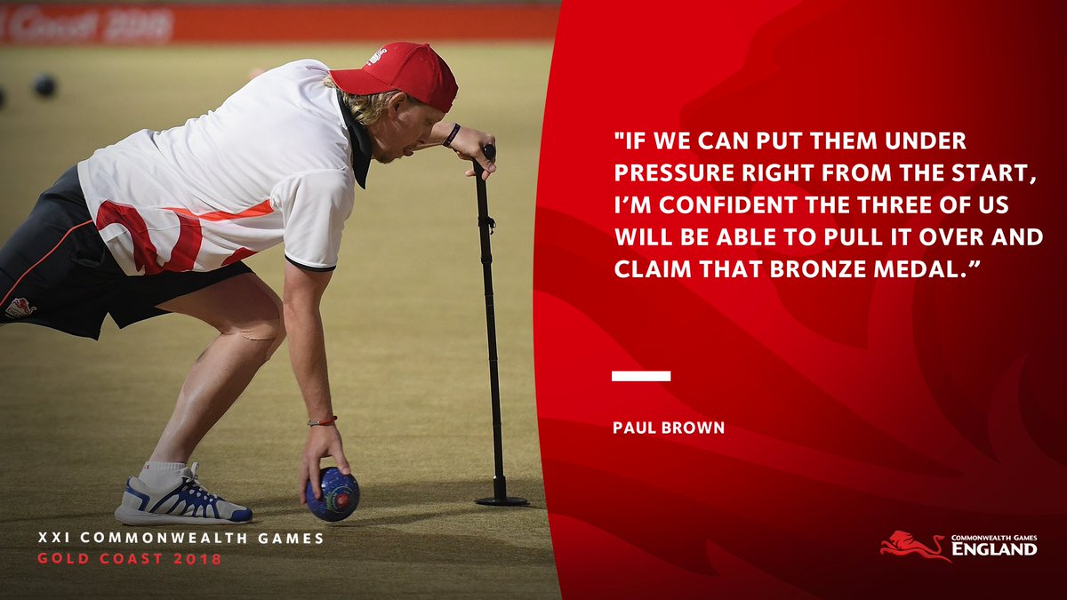 TeamEngland's tweet photo. It's business time for our men's B6/B7/B8 Triples team when they take on 🇿🇦 in tomorrow's #GC2018LawnBowls  BRONZE medal match 🥉

⏰ 03:30

#TeamAndCountry https://t.co/iajia3YZ0u
