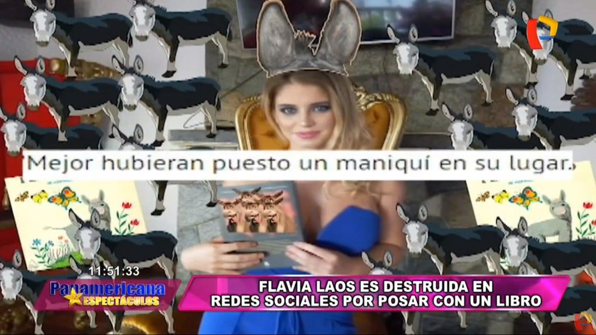 PEspectaculos's tweet photo. ENVIVO] #PanamericanaEspectáculos Flavia Laos es destruida en redes sociales por posar con un libro►https://t.co/FHNqDx9w3X https://t.co/e0XsloyLT8