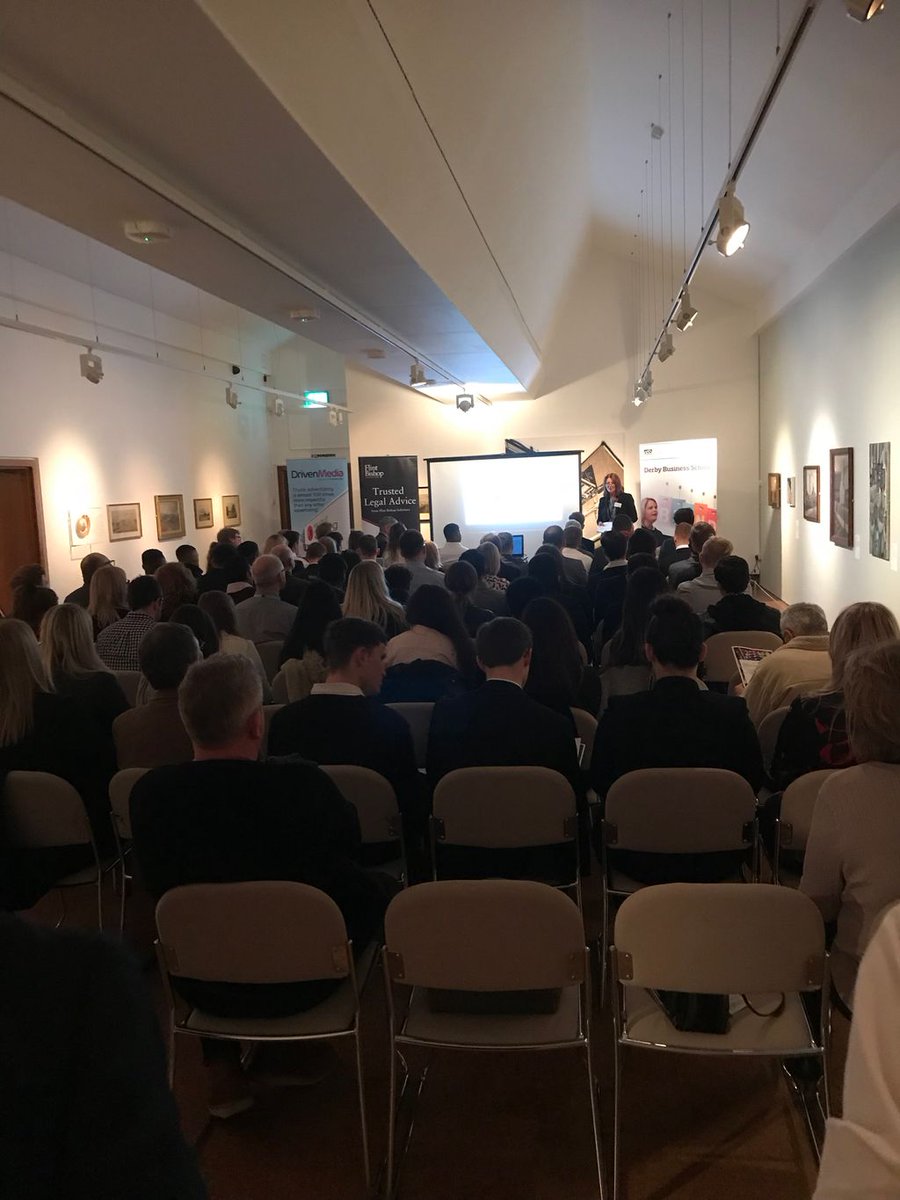 We have had a great turn out for tonight’s Network of Entreprenuers event at @derbymuseums, sponsored  by @FlintBishop. Excited to hear from local businesses, professionals and alumni! @DrivenMediaUK @justicecreamuk @derbyphotos #NoE2018