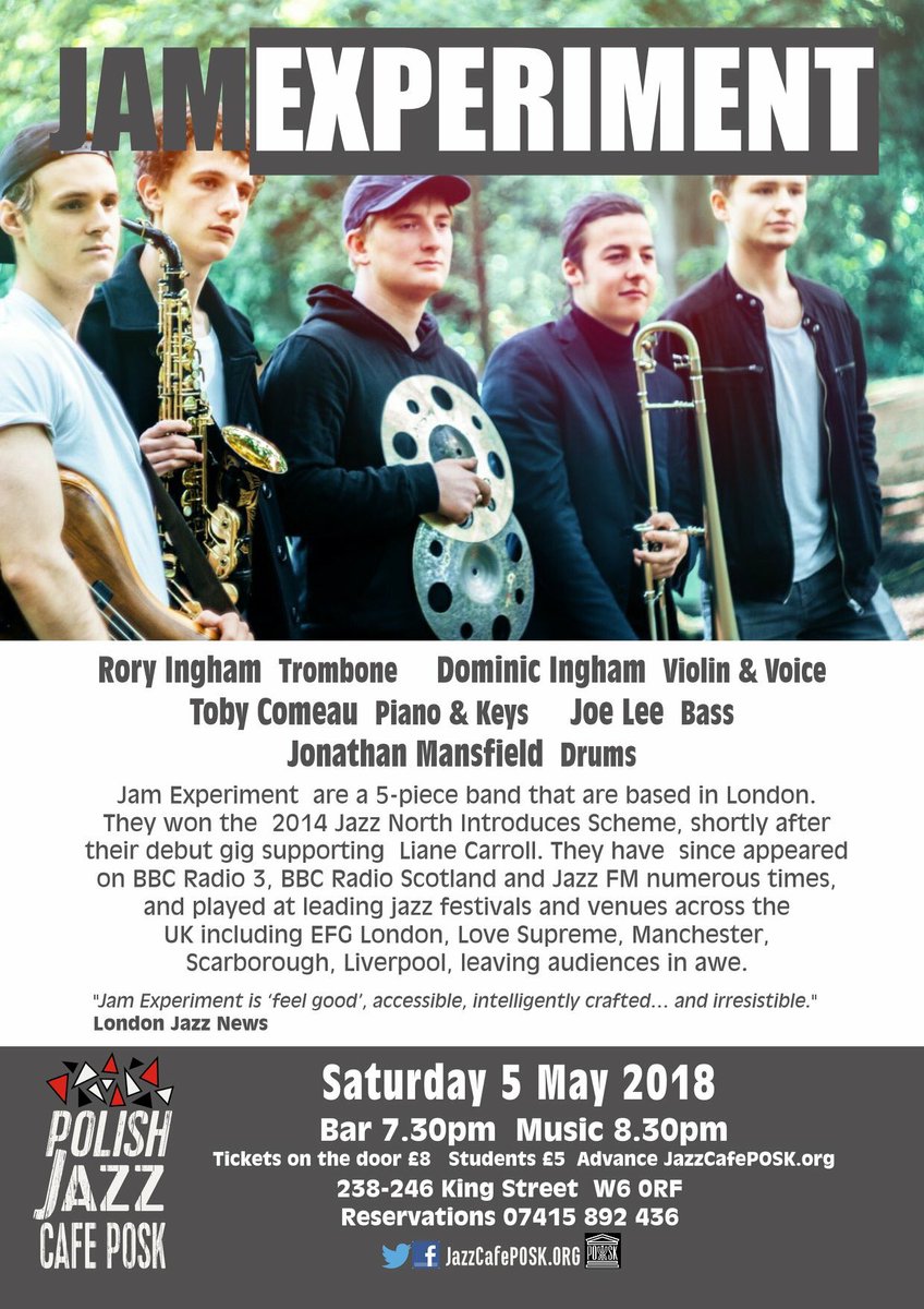 We're excited to be returning to @JazzCafePOSK, London on May 5! How better to spend the Saturday night of your bank holiday weekend? Tickets only £8/5 ➡️ bit.ly/JEJazzCafePosk