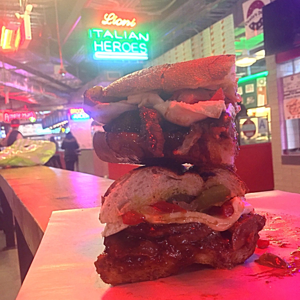 LIONIHEROES's tweet photo. #80 #steak #mozzarella #peppers #onions #bbq #sauce #hero #ThursdayOnly #sandwich #sandwiches #brooklyn #NYC #italian #dmheats #dekalbmarkethall https://t.co/BUQ9mcGRx1