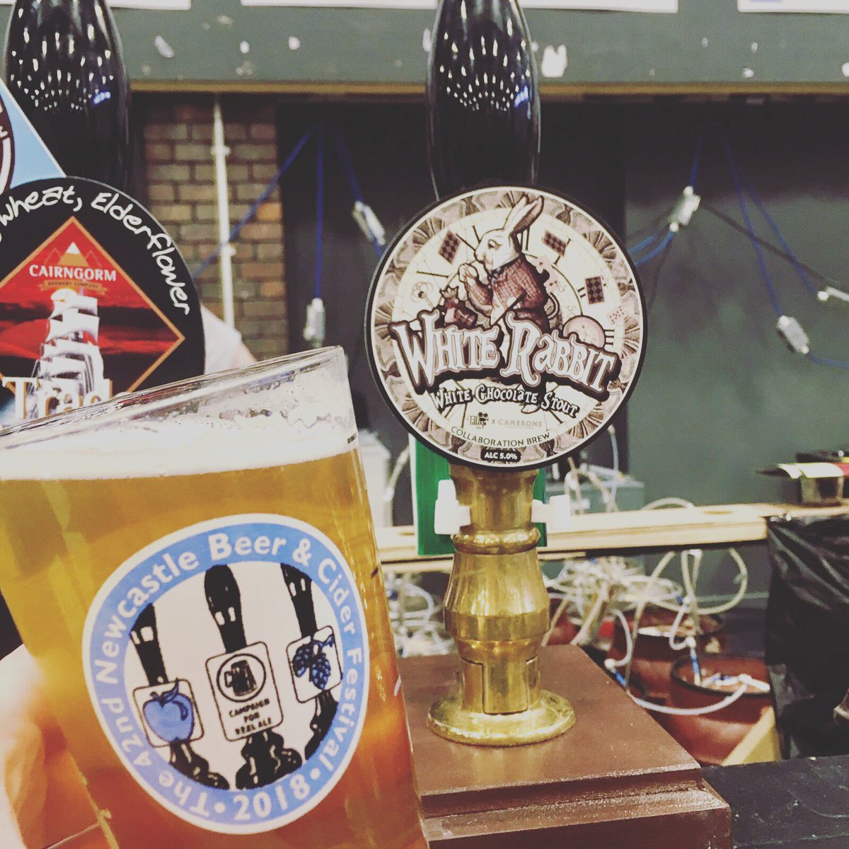 CameronsBrewery's tweet photo. The @nclbcf is now open! If you are popping along keep a look out for our White Rabbit White Choc Stout 🐇🍻 #nclbcf #camerons #caneronsbrewery #beer #cask #beerfestival #newcastle https://t.co/J3lCGDXPEK