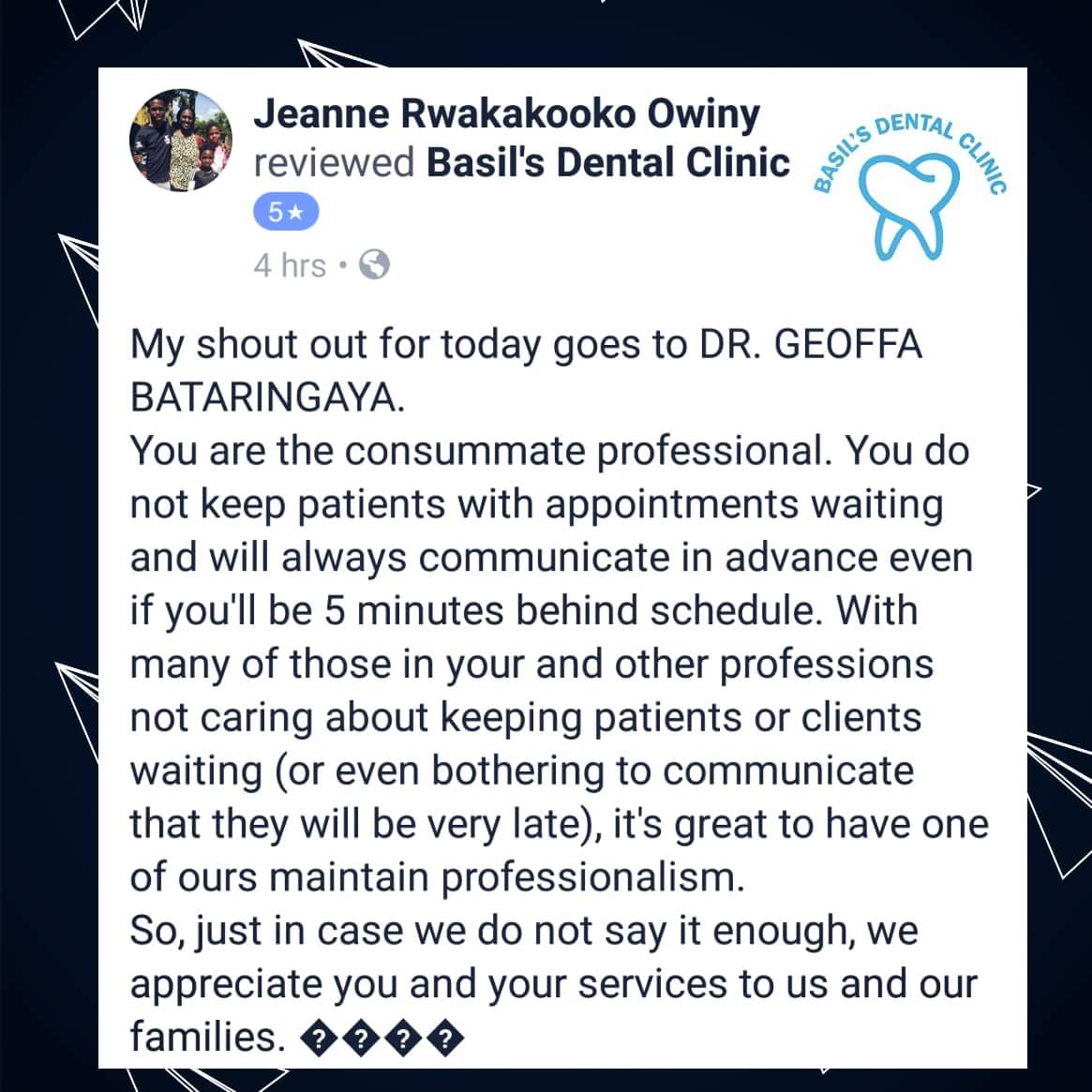 BasilsDental's tweet photo. The Basil's $Dental #Clinic team is re-energized by your kind messages to continue on our promise to provide the best #dental and #oralprotection  care for you. https://t.co/GcACaIBqaH