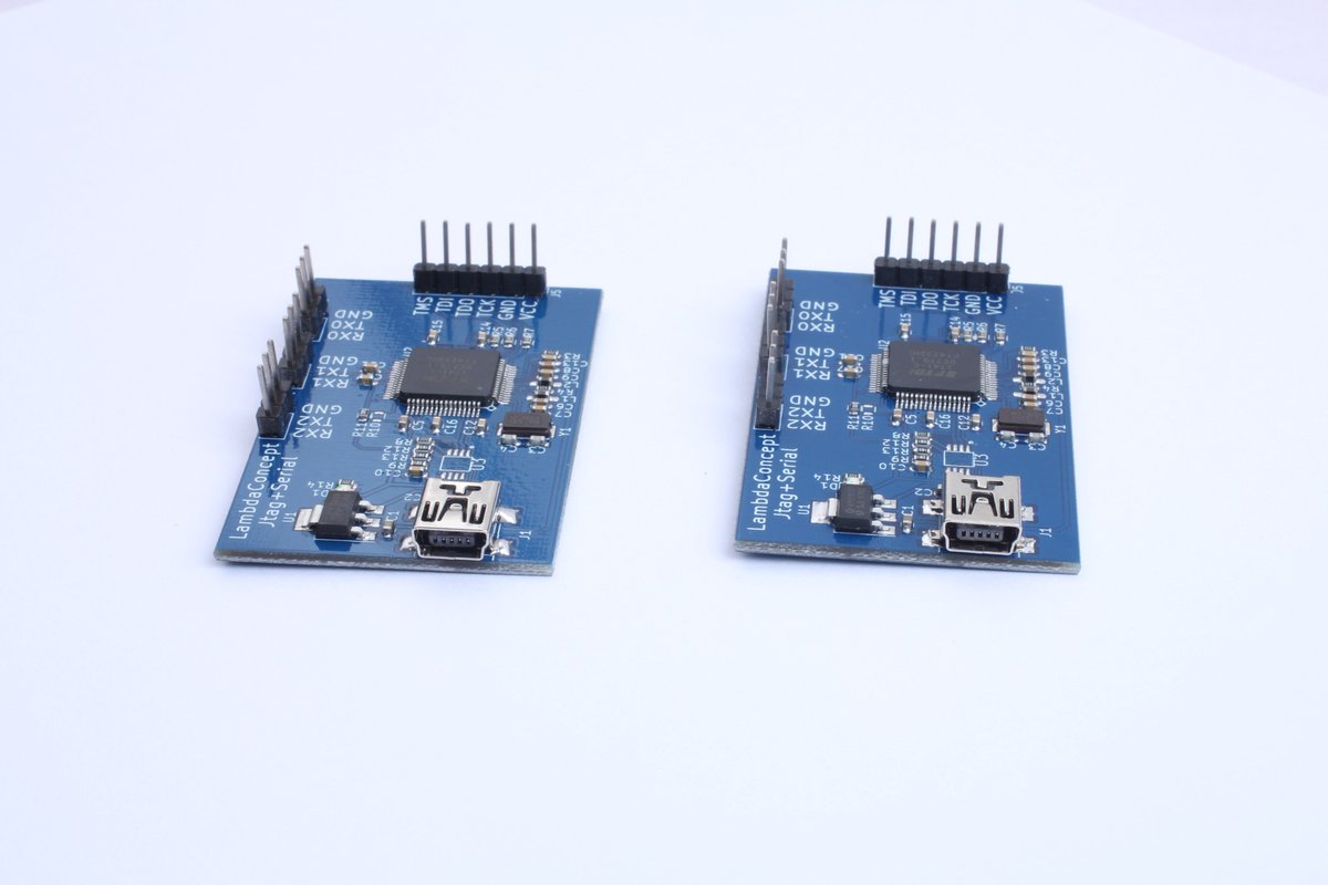 LambdaConcept's tweet image. Check out our #Xilinx #FPGA jtag cable that works with #openocd . It has 3 serial ports, useful when developing.
