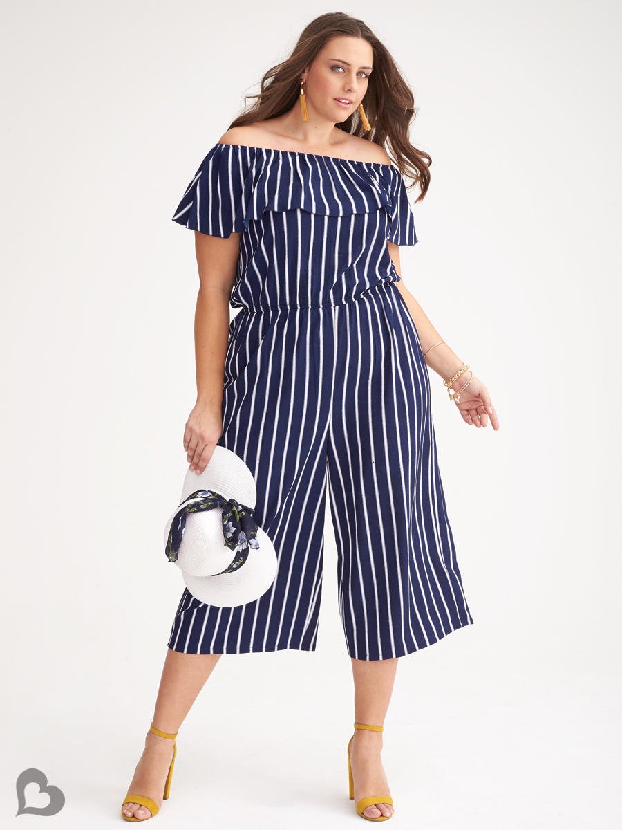 white and black striped jumpsuit
