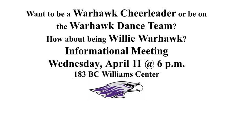 UWWDance's tweet photo. Want to be a memeber of the UWW Dance Team? Come learn more about the team at tonight’s informational meeting at 6pm in room 183BC in the Williams Center. We hope to see you there! https://t.co/QM8j5h9zzn