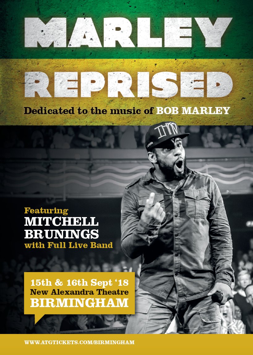 Who has their Marley Reprised tickets? <a href="/MitchellVoice/">Mitchell Brunings</a> is back in Birmingham @newalextheatre on Sat 15th &amp; Sun 16th September 2018 🇯🇲❤️ 💛 💚
Tickets are selling fast 👇👇 #ReggaeMusic #BobMarley 
buff.ly/2Jj6h5Q