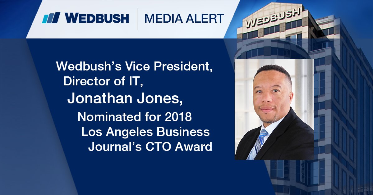 Wedbush's tweet image. Congratulations to our VP, Director of IT, Jonathan Jones, for his nomination for the @LABJevents #2018CTO awards labusinessjournal.com/news/2018/apr/…