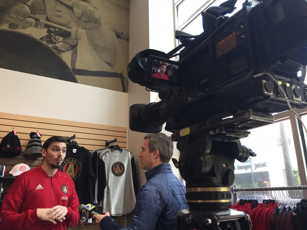 ddarlingwsb's tweet photo. WSB TV anchorman Craig Lucie interviews Tanner McLeod, Atlanta United soccer fan, about Atlanta’s prospects for landing a 2026 World Cup match. The story today on Action News starting at 4pm. https://t.co/kxAbPCUq1Q