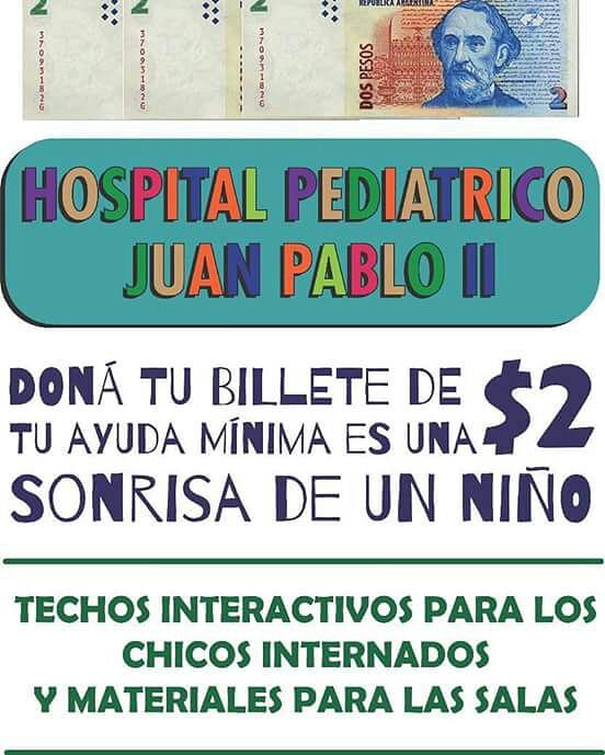 No sabes que hacer con tus billetes de $2 te damos una muy buena idea!Pasa por la administración del Hospital Pediatrico Juan Pablo II y depositalos en la urna que se encuentra allí.