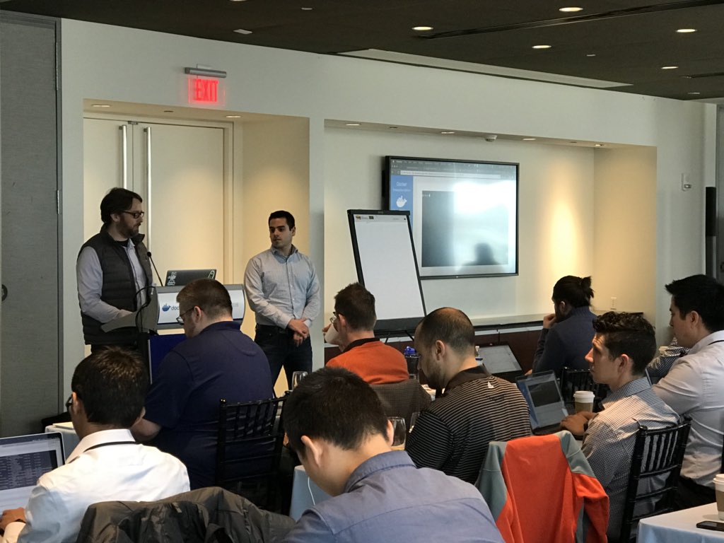 BettyJunod's tweet image. Thanks @BretFisher @Andrew_Weiss for teaching the “Managing Containers in Production” hands on lab #DockerGovSummit