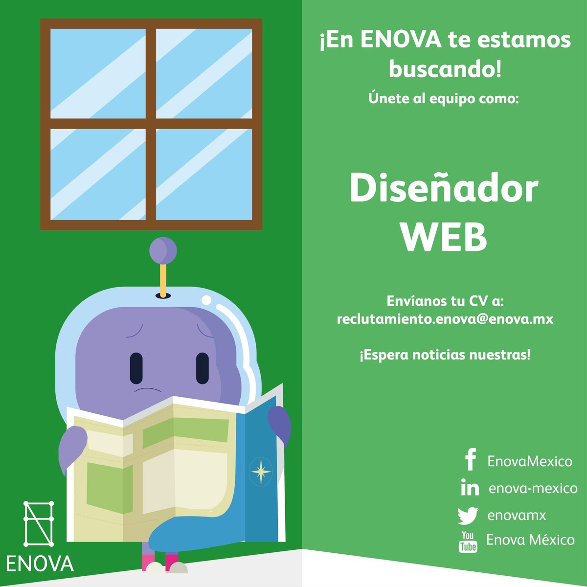 enovamx's tweet photo. En #ENOVA seguimos buscando a nuestros #enovers. Si conoces a alguien que esté interesado, avísale. https://t.co/SufijUSaiw