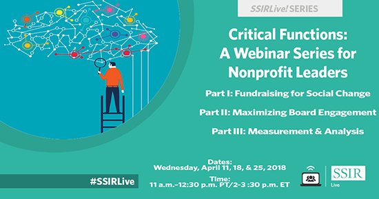 SSIReview's tweet image. We are going LIVE now with the #SSIRLive webinar, “Critical Functions Part 1: Fundraising for Social Change” bit.ly/CriticalFuncti… #SSIRLive #Fundraising #CriticalFunctions @dheyman @kimkleincommons @CalNonprofits