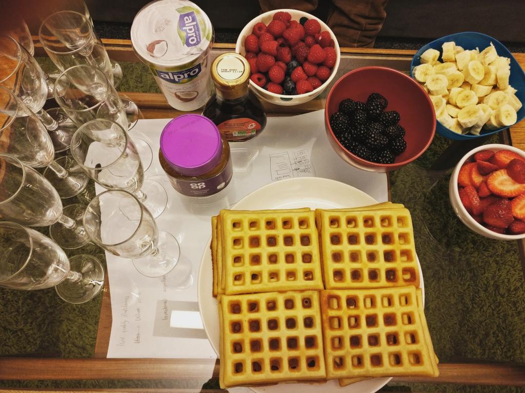 Jo_Step_Thomp's tweet photo. Office birthday! #homemade #glutenfree #breakfast #waffles to brighten up a dreary Wednesday ☁️ https://t.co/oxOnXoESt8