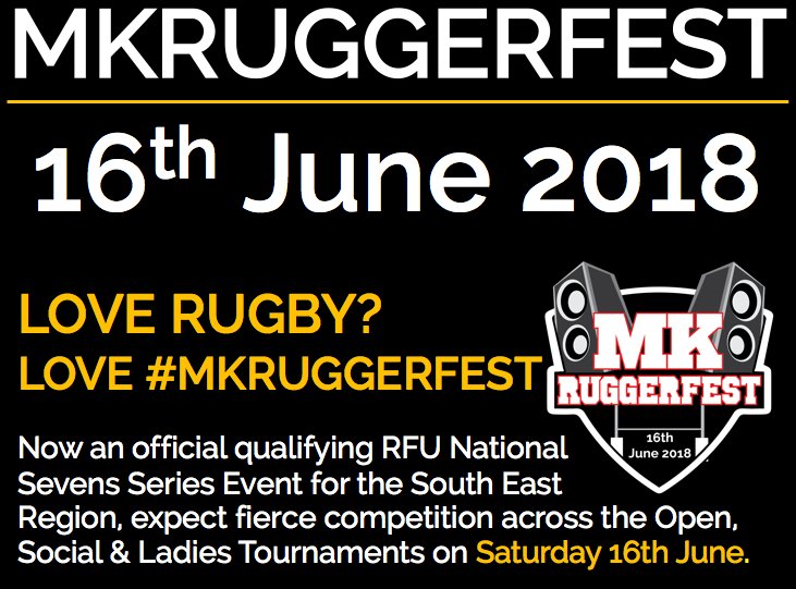 Don't miss out on our early bird booking price, just £140 to register your team for this year's #MKRUGGERFEST tournament but act fast as spaces are filling up!

buff.ly/2uta0Kz 

#Rugby7s #Tournament #24Sevens #MiltonKeynes #MKRUFC #EmersonValleySportsPav