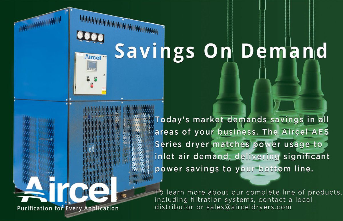 AircelDryers's tweet photo. How can #BigData transform the energy industry? "The US Economy wastes ... 61 to 86% of the energy that flows through it." Looking to save some #energy? @AircelDryers AES Series can provide up to 90% #savings over traditional #AirDryers Learn more here: https://t.co/4HVSQwKjs4 https://t.co/AcVxRnPBm9
