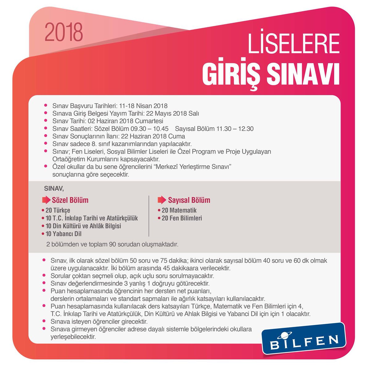 Yeni Liselere giriş sınavı hakkında hazırlanan özet bilgi ....