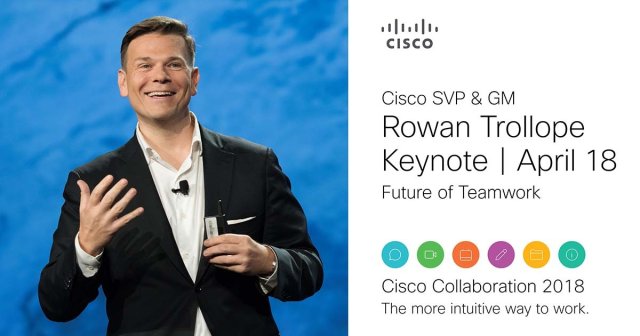 JanPigeon1's tweet photo. Coming up April 18th: Hear Cisco SVP and GM Rowan Trollope describe the #futureofwork and how #teamcollaboration will play its part. #collaboration #WeAreCisco @RowanTrollope https://t.co/WXxQVw4mBe https://t.co/zWpRZ5M2k3