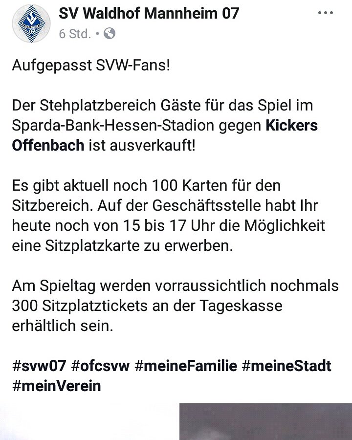 Kommt alle nach Oxxenbach!
Holt euch noch die letzten 300 Karten und lasst uns den Gästeblock voll kriegen!🔵⚪
<a href="/svw07/">SV Waldhof Mannheim 07</a>
#svwaldhofmannheim 
#svw07
#gemeinsaminliga3 
#Derby
#awaydays 
#ostkurvewaldhof
#Mannheim 
#50plus1bleibt 
#traditionschlägtjedentrend 
#meistermüssenaufsteigen
