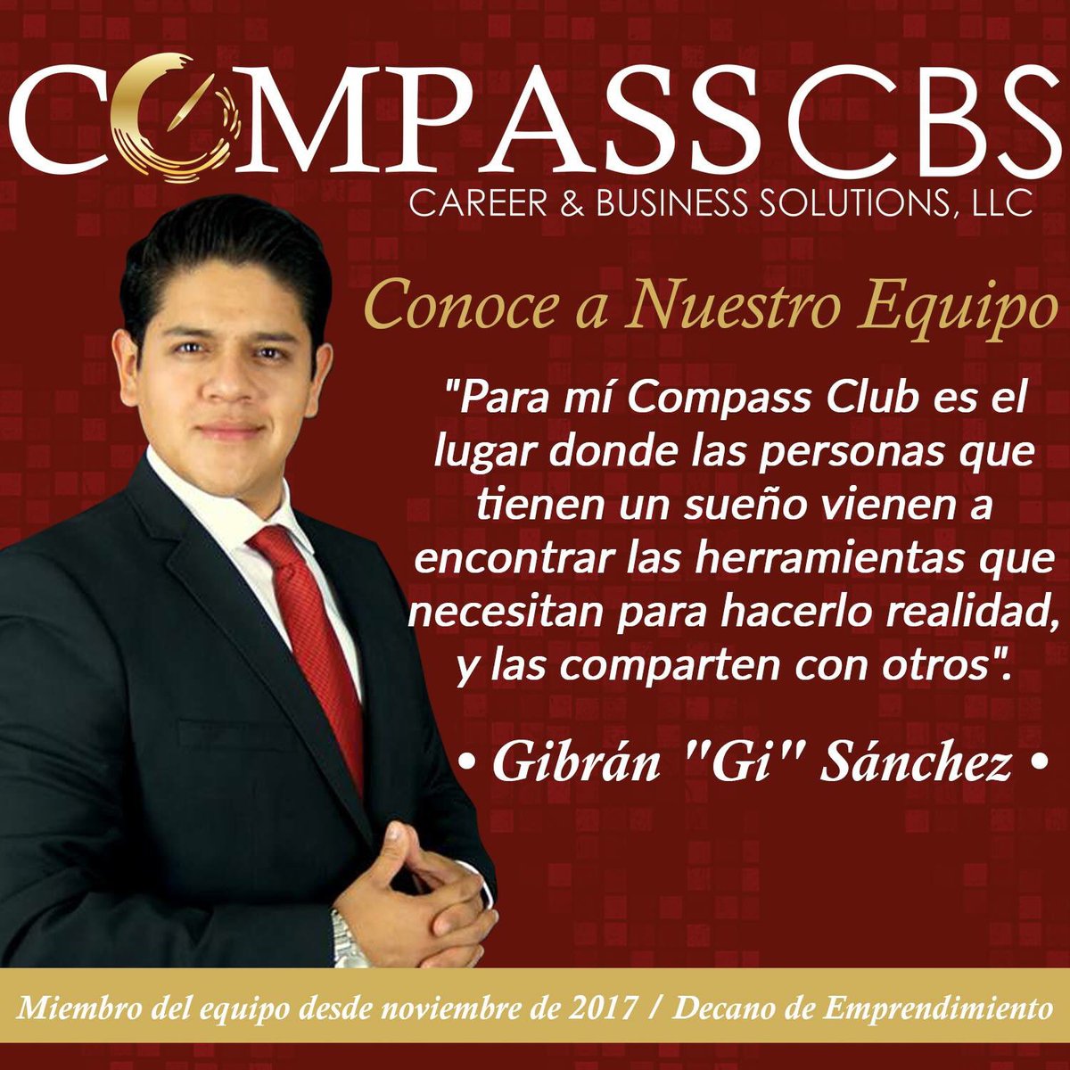 CompassCBS's tweet image. Y ahora nos gustaría que conozcan a otro miembro del #equipo #CompassCBS, Gibrán &apos;Gi&apos; Sánchez. #Conoceanuestroequipo #EscuelaEmpresarial📚 #Decano #CompassCBSTeam #EquipoCompassCBS