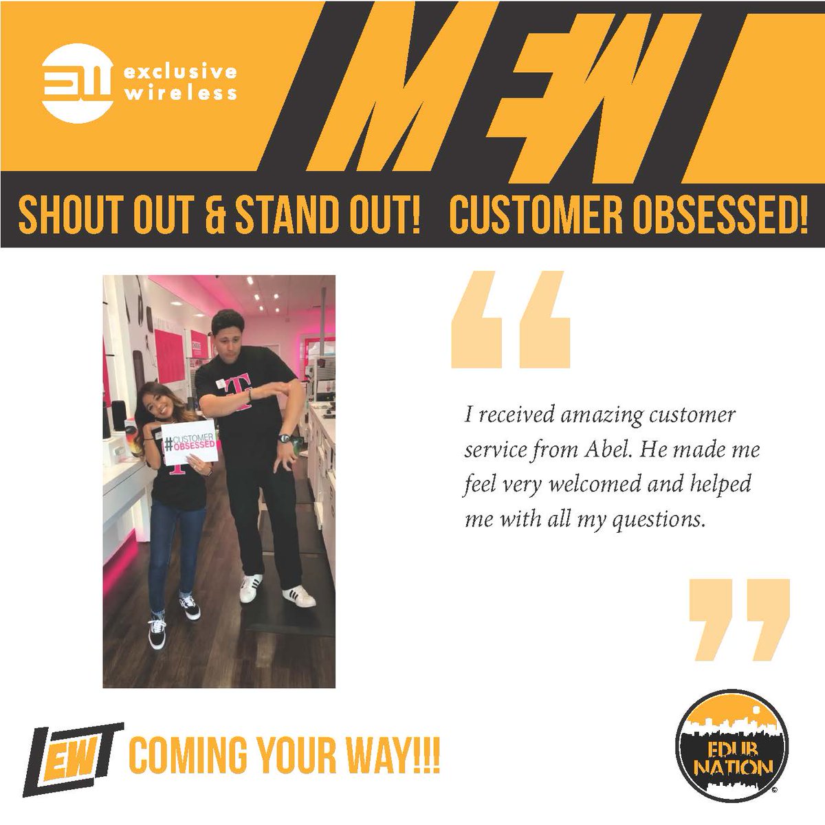 jonesjayda_'s tweet photo. Thank you @VegatMob1 for being amazing and giving your customers the best experience! You checked off all the 'customer obsessed' boxes!🤩💯 #EDUBNation #AreYouCustomerObsessed #WeAre #EW https://t.co/W3StqdJw9P