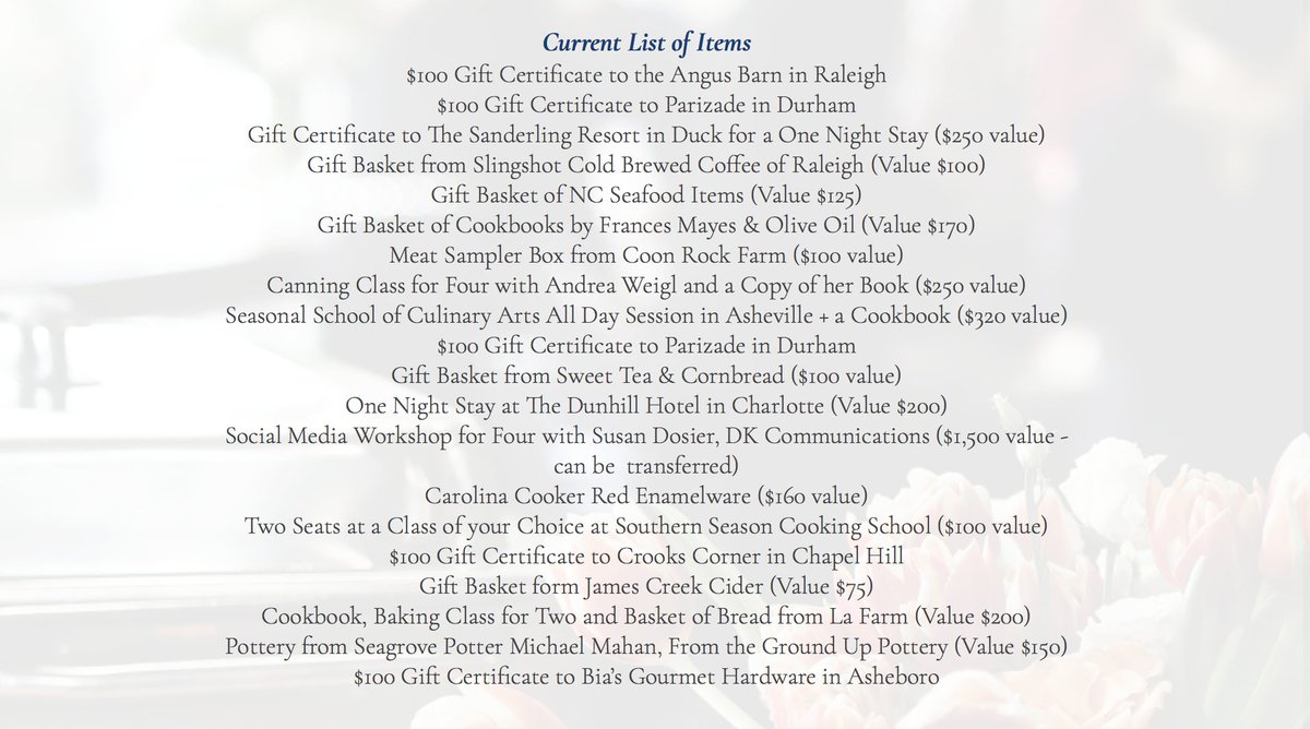 Colleen @TerraVita (@terravitafoodie) on Twitter photo The <a href="/LesDamesNC/">Les Dames NC</a> raffle has great odds. Get your tkts & you have 20 chances to win #greatfoodieprizes ow.ly/JrgZ30jrtv2 The <a href="/LesDamesNC/">Les Dames NC</a> raffle has great odds. Get your tkts & you have 20 chances to win #greatfoodieprizes ow.ly/JrgZ30jrtv2