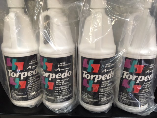 * Feature product of the week *
Torpedo Drain opener works faster and more efficient than your conventional drain cleaners. Use in sinks,floor drains,tubs and showers as well as septic tanks.