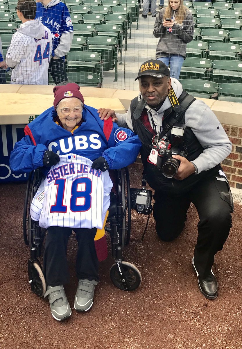 jlamedia8's tweet image. Opening day at Wrigley Field with Sister Jean