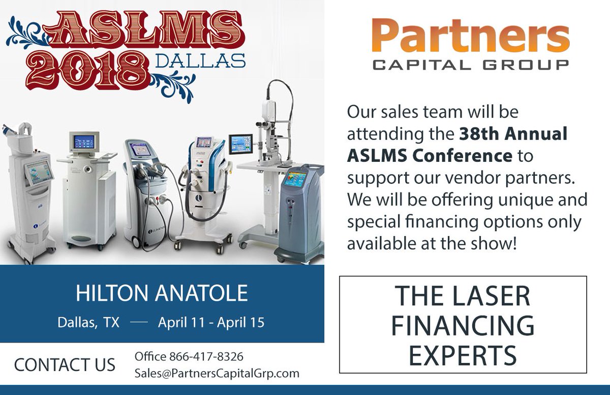 PartCapGrp's tweet image. @aslmsedu 2018 begins today! Stop by the @HiltonAnatole and meet our @PartCapGrp reps and get laser equipment financed today! #equipment #financing #easytoworkwith