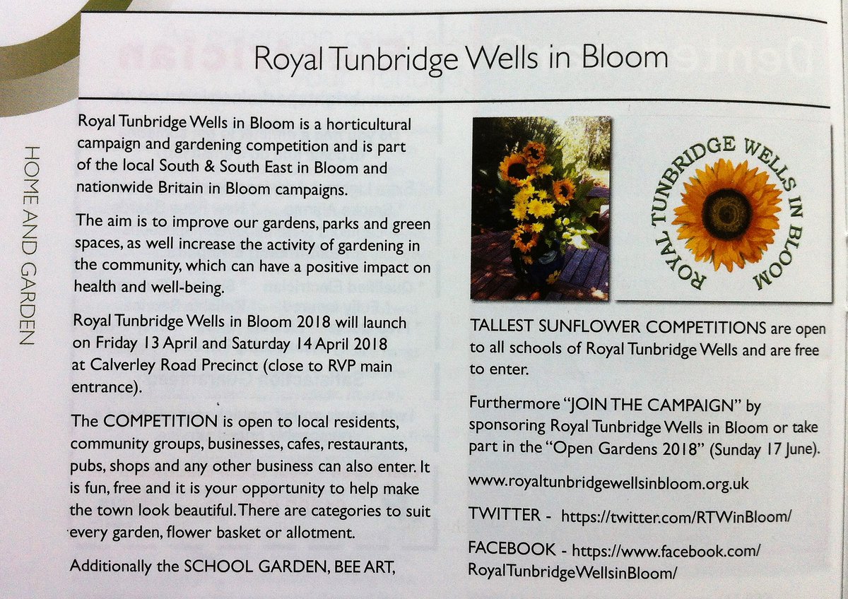 RTW in Bloom (@rtwinbloom) on Twitter photo <a href="/TWTownCrier/">Town Crier</a> - RTW in BLOOM in the April issue! - LAUNCH .... do come on Friday 13th ;-) and Saturday 14 April to the Precinct (close to main entrance of RVP shopping ctr)
#RTW #TunbridgeWells <a href="/TWTownCrier/">Town Crier</a> - RTW in BLOOM in the April issue! - LAUNCH .... do come on Friday 13th ;-) and Saturday 14 April to the Precinct (close to main entrance of RVP shopping ctr)
#RTW #TunbridgeWells