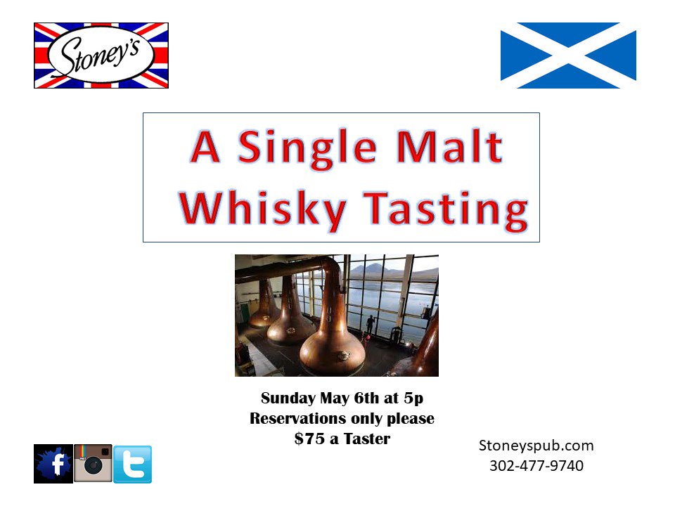 StoneysPub's tweet photo. OUIr next Whisky Tasting is on May 6th and is $75 a taster https://t.co/rR9QJMwVVj