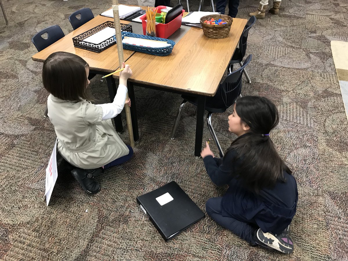 MissBcrader's tweet photo. Measuring around the classroom at the Butler Lab School earlier today.  So cool to know more about the objects in our room!! #BlockAMath https://t.co/aNx91N8q9Y