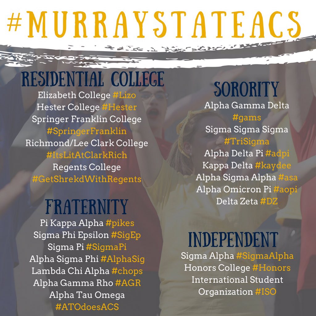 AllCampusSing's tweet photo. Don't forget to tweet to vote for your favorite teams at #MurrayStateACS https://t.co/N7mgQFzWOy