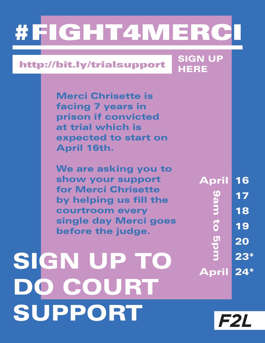 plsn_nyc's tweet photo. NYC you've *got to* show up in solidarity w #Fight4Merci. If convicted, Merci Chrisette faces 7 years in prison for defending herself against racist, transphobic harassment on the A train. Join & pack the court for Merci NEXT MONDAY, 4/16 - 4/24: https://t.co/hwiq4xPK1c https://t.co/JCU9ng4LfZ