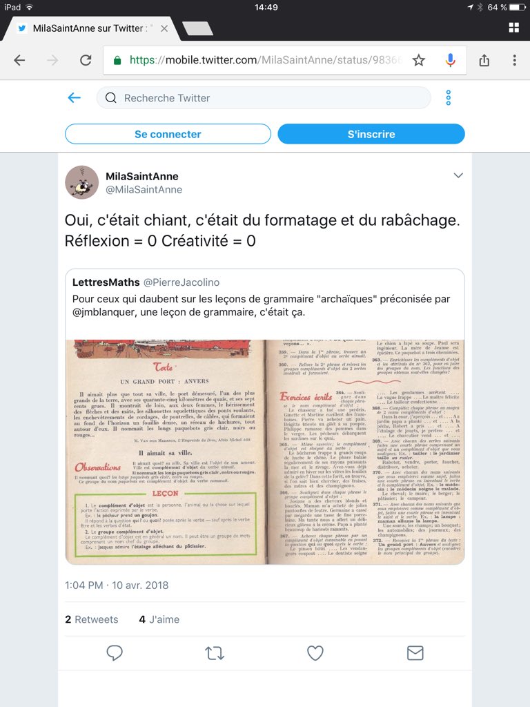 0683jc's tweet photo. @SackLunch5 @MilaSaintAnne @PierreJacolino Bref, je ne suis pas du tout d'accord avec @milasaintanne... Hormis sur le fait que ça puisse être "chiant" ou pas... Mais ça, ça dépend du prof et de sa façon de le faire passer...
8/n https://t.co/e6CTnFsTsq