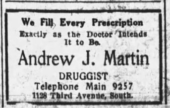 Just what the doctor ordered. Newspaper ad for the original tenant from the 1920's...